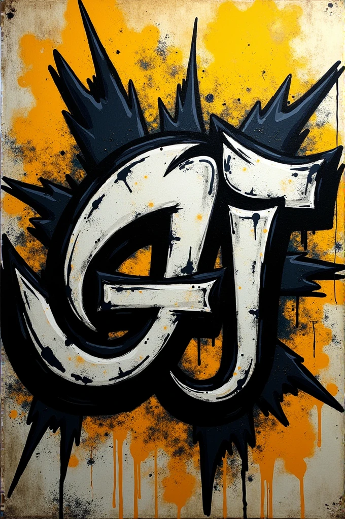Graffiti wild style JJ GJ Color black with white and yellow