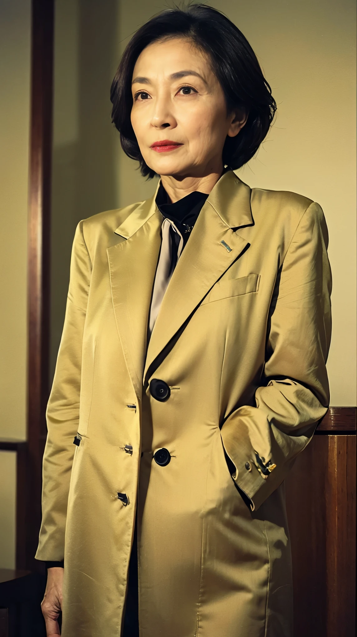 masterpiece, ((Depth of written boundary)), 32K, Beautiful finish, Face close-up, Beautiful mature woman, 65 years old, Photo of your ID, Business Person, board member, View from the front, Long face, A disdainful look, Cool look, Red lips, Thin lips, suit, Remove Background, Light from the front,
