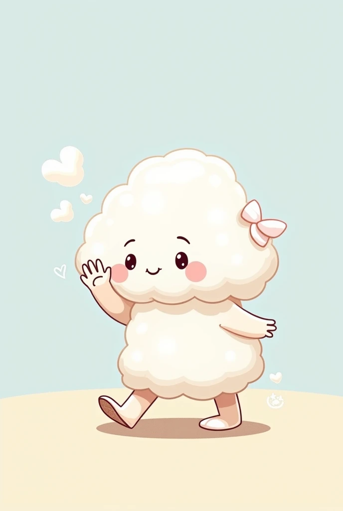 A cartoon cloud that’s a girl walking an waveing clipart style