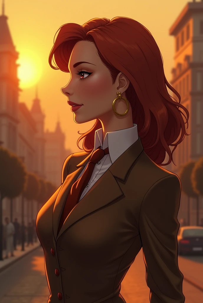 Sunset shimmer as ioseb Jugashvili joseph Stalin female with brown suit and brown necktie