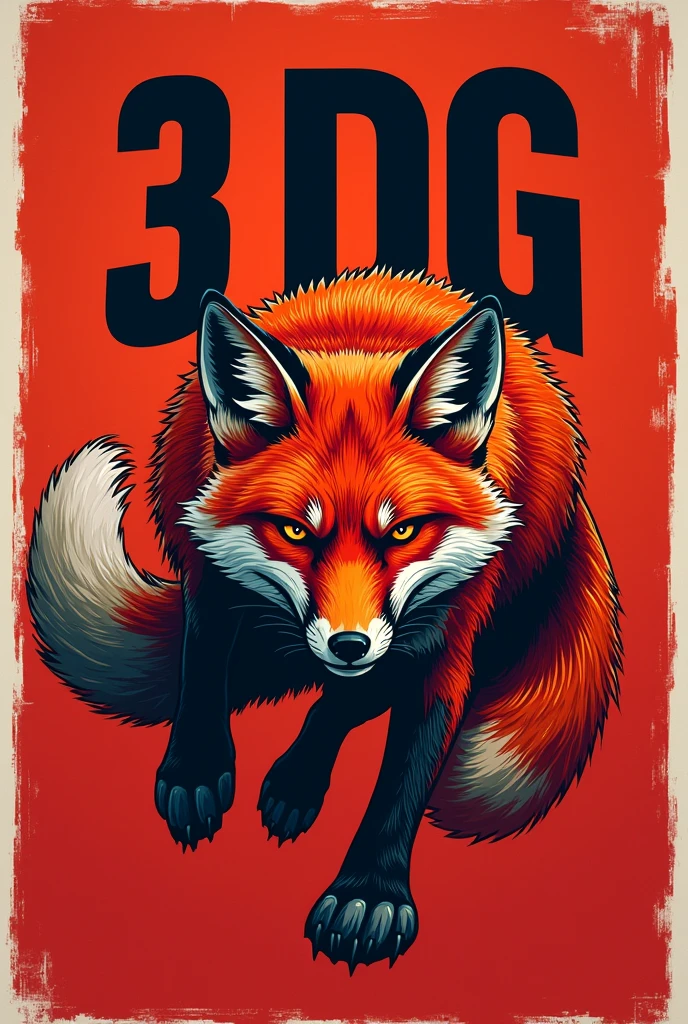 A flag horizontal with a fox, with the letters "3 DG" agresive