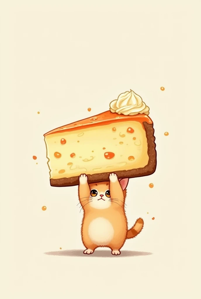 tiny tiny kitty holding gigantic slice of cheesecake