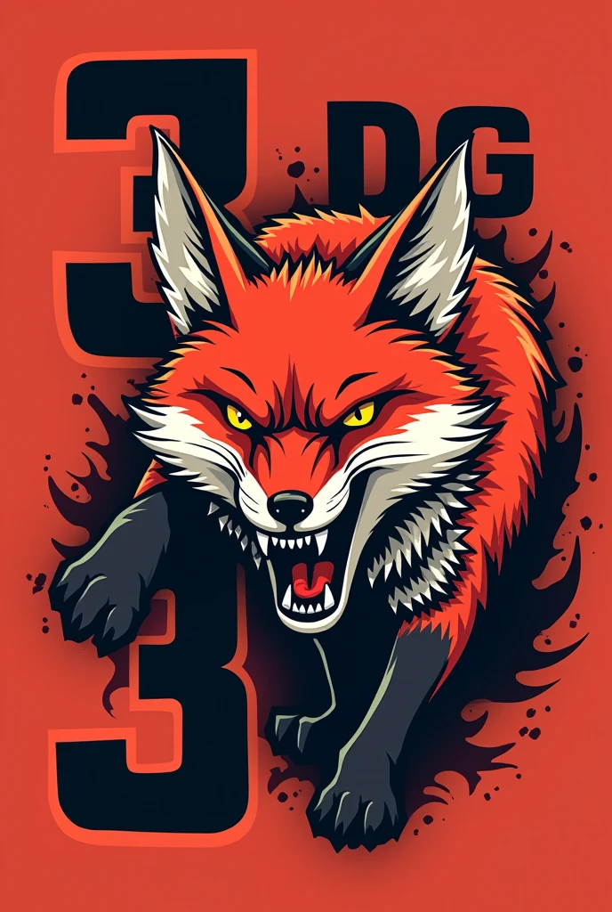 A flag horizontal with a fox, with the letters "3 DG" agresive simples