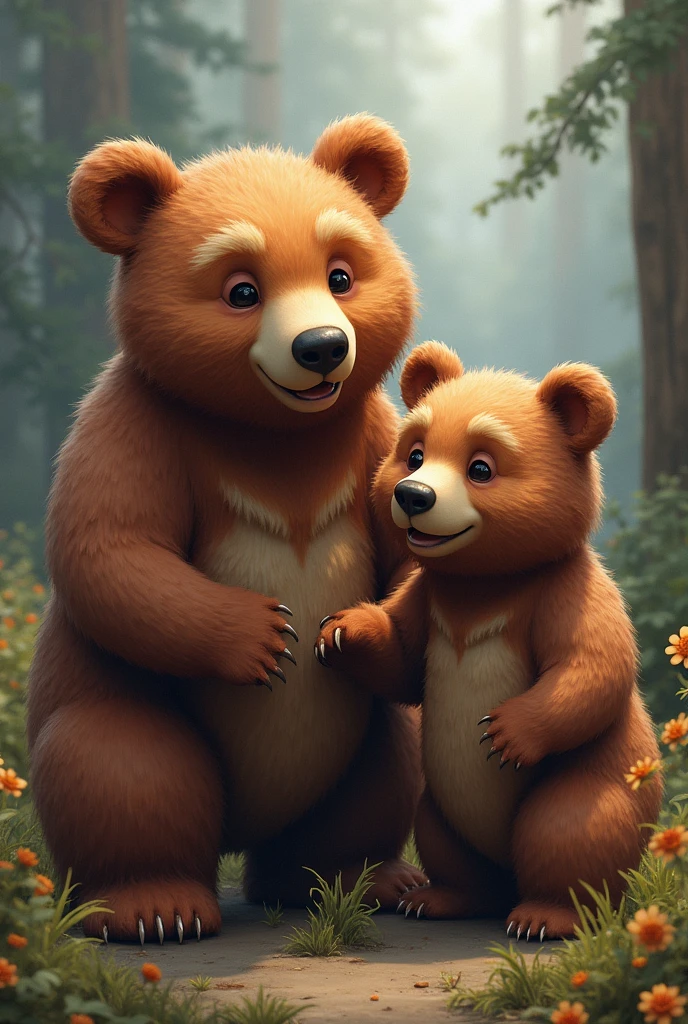 ANIMATED MALE AND FEMALE BEAR PAIR