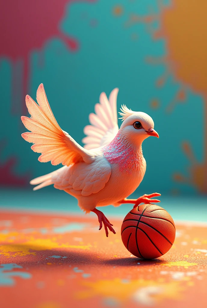 A little dove with chamoy playing basketball