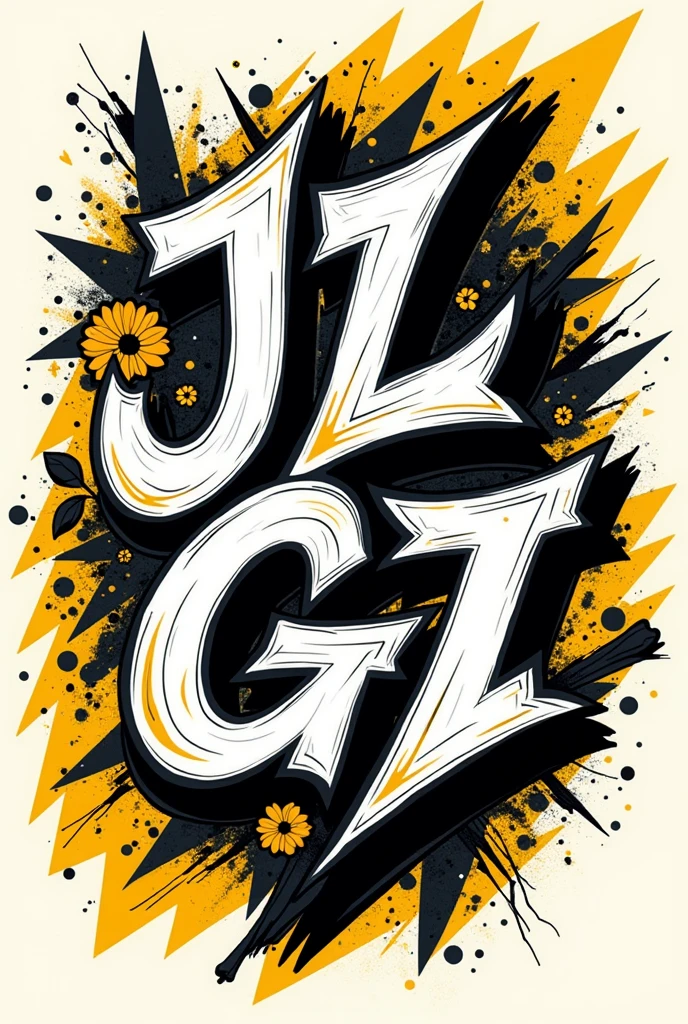 Graffiti JJ GJ Color black with white and yellow