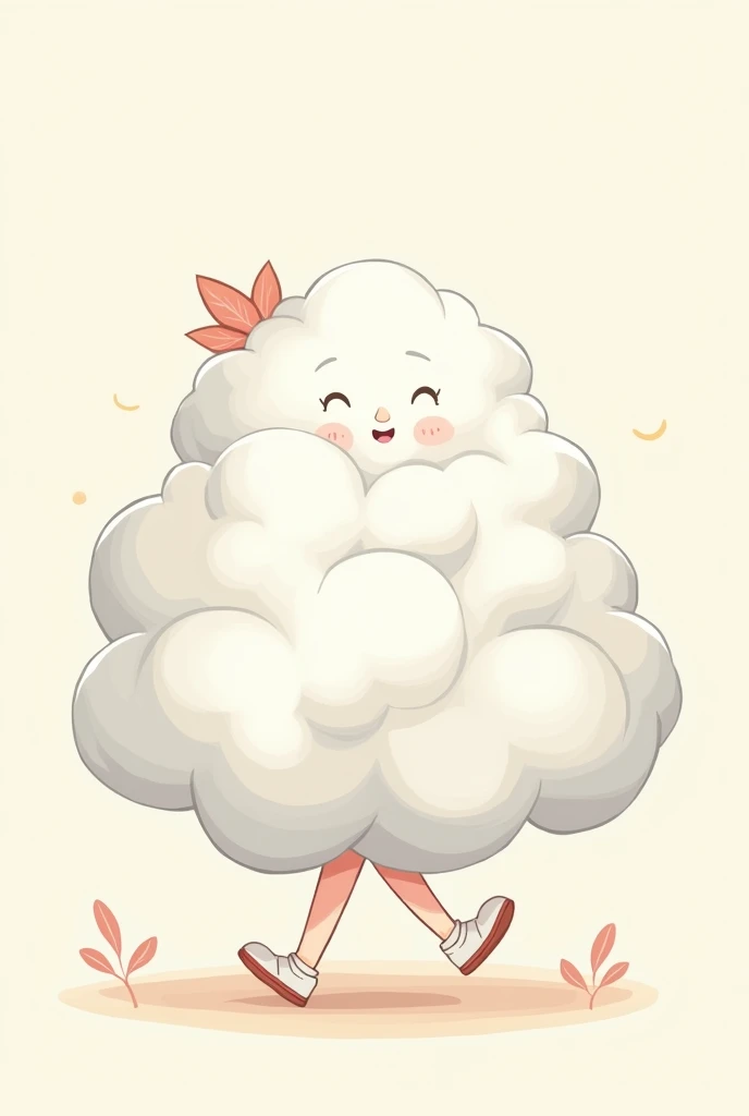 A cartoon cloud that’s a girl walking an waveing clipart style 