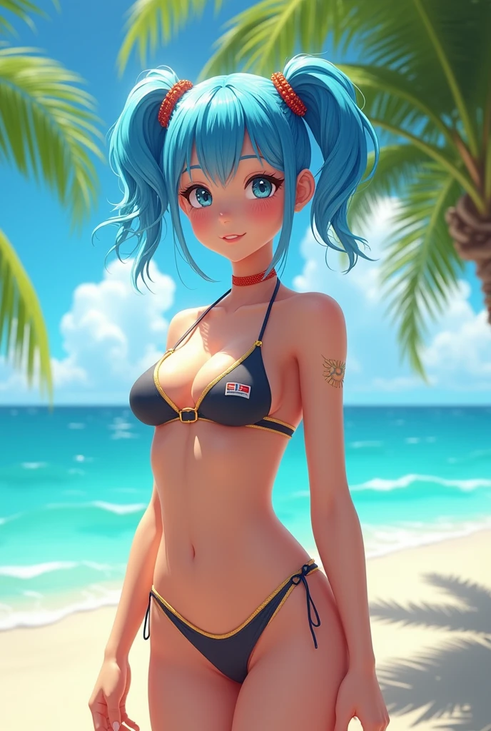 (nsfw:1.2), (8k, RAW photo, best quality, masterpiece: 1.4), ultra high definition, (realistic, photorealistic: 1.48), 20 yrs old, cute girl, (see-through white micro bikini:1.48), Japanese famous actor, (blue hair:1.4), short hair, (hair over one eye:1.3), blue eyes, head tilt, cowboy shot, from the side, looking at viewer, expressionless, beautiful lake, Zeiss 150mm f/ 2.8 Hasselblad, whole body, foot, super wide angle