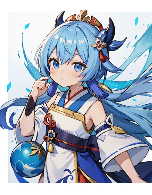Anime girl in a blue and white dress holding a blue ball, Onmyoji, Onmyoji detailed art, Onmyoji portrait, White-haired deity, keqing from Genshin Impact impact, Genshin Impact, From Ark of Tomorrow, zhongli from Genshin Impact impact, heise jinyao, by Shitao, dragon, author:Yang J, yun ling