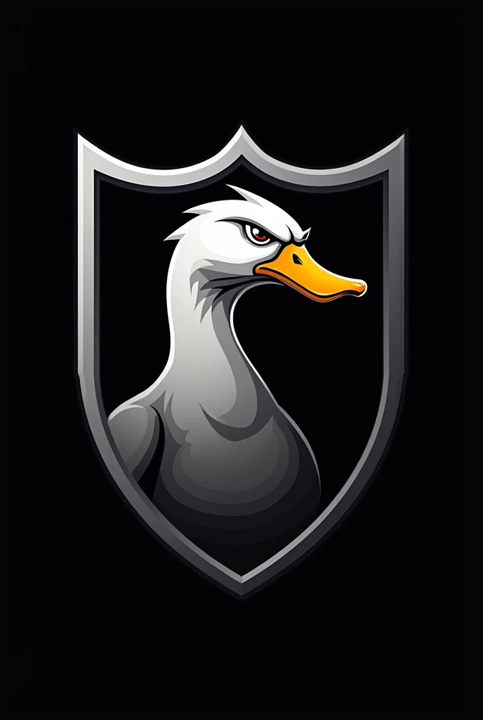 Logo of an angry duck in profile inside a shield with a black background and writing below: duck estetica automotiva