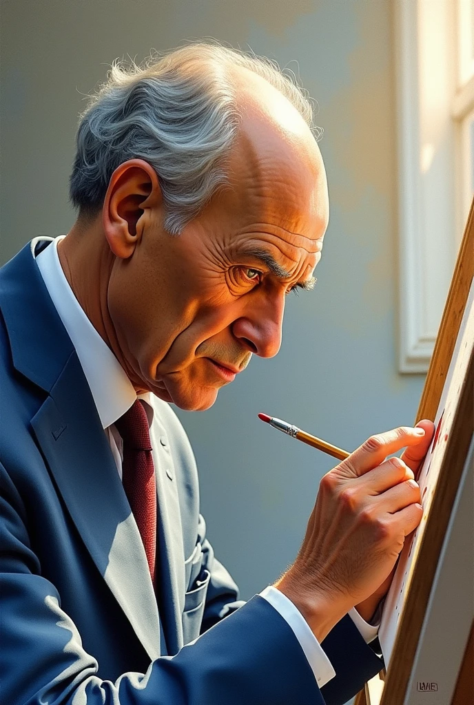 Generate a portrait of Frederick Taylor as if he were painting it in watercolor