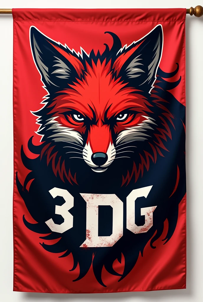 A flag horizontal with a fox, with the letters "3 DG" agresive simples