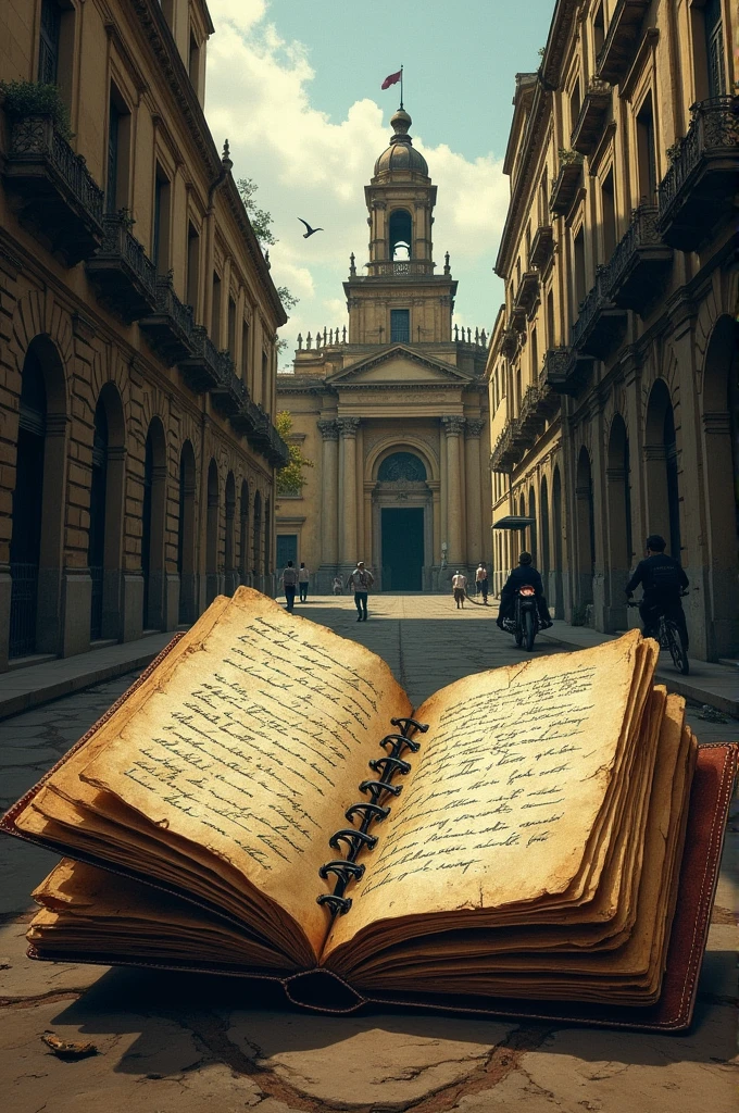 Drawing for a graphic novel by Elías Delgado from the novel Satan by Mario Mendoza, It only shows the Elias field diary with the date of the Maranda de Pozzeto in Bogota, Colombia