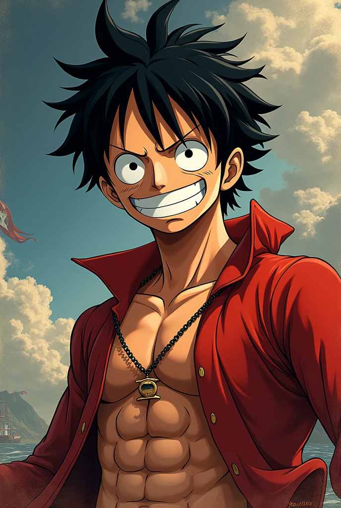 Monkey D. Luffy with an appearance similar to Sun wukong.