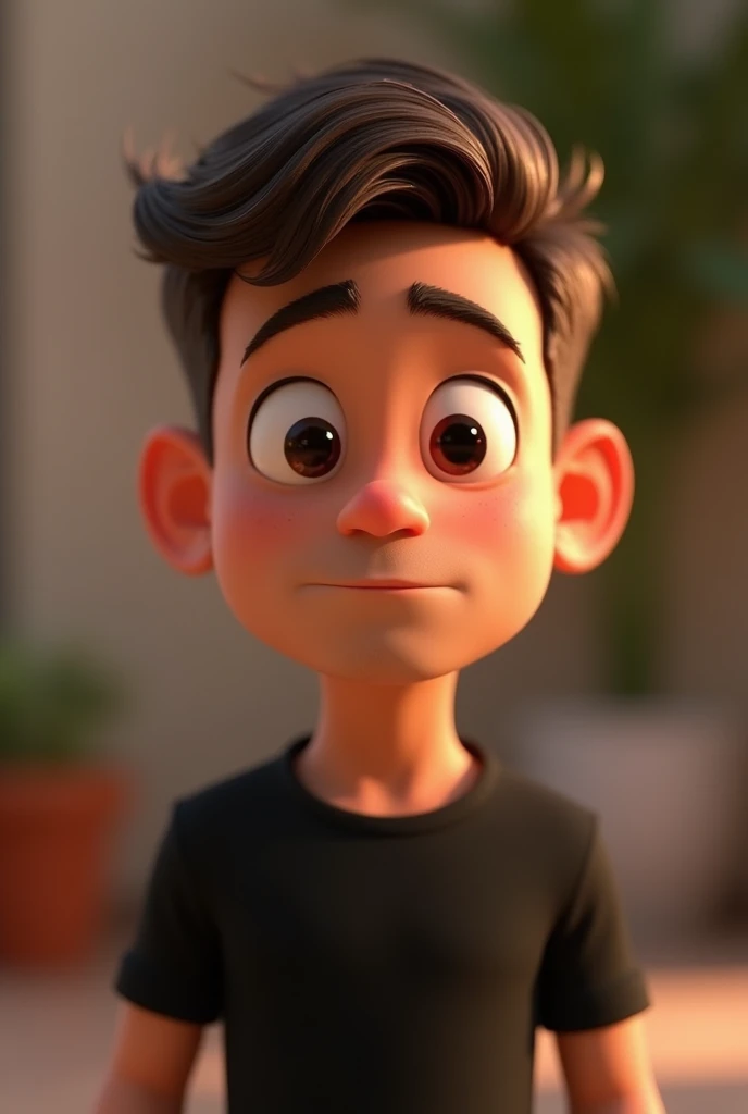 Cartoon character of a man with short hair and a black shirt, animation character, stylized character, animation style rendering, 3d stylized, Arnold Maya rendering, Stylized 3D rendering, toon render screenshot, 3d character, 3d character, Stylized 3D rendering, 3D character rendering, cartoon character, Personagem de close up, character posing,  (Pixar-style) (master part:1.2) (bokeh) (best qualityer) (skin detailed) (detailed texture) (8k) (Argilla) (cinematic lighting) (sharp focus)