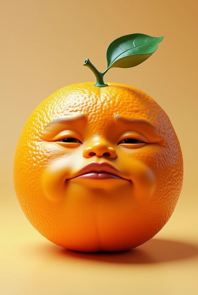 The mandarin orange with its jutting chin, stick your chin out more.!
Make the chin more jutting out and make it look like a double chin.!