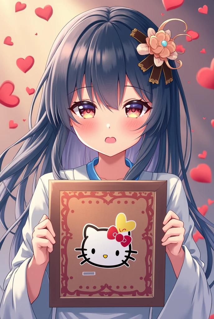 masterpiece、high quality、High definition、Girl holding a poster、