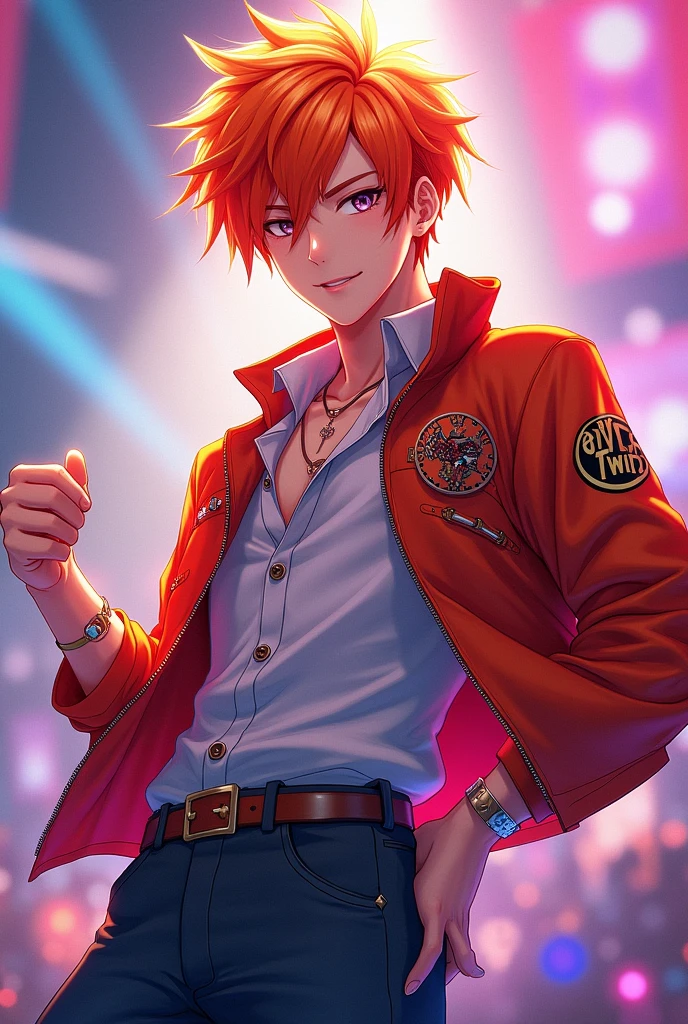 Anime boy with orange hair idol