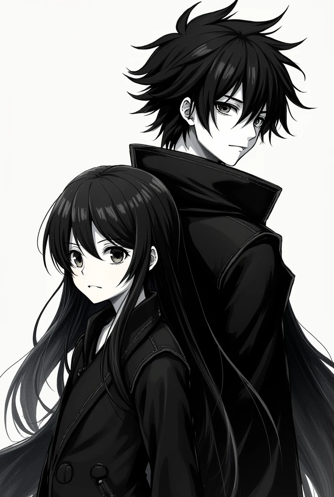 Nezuco and Tanjiro in black and white with few details
