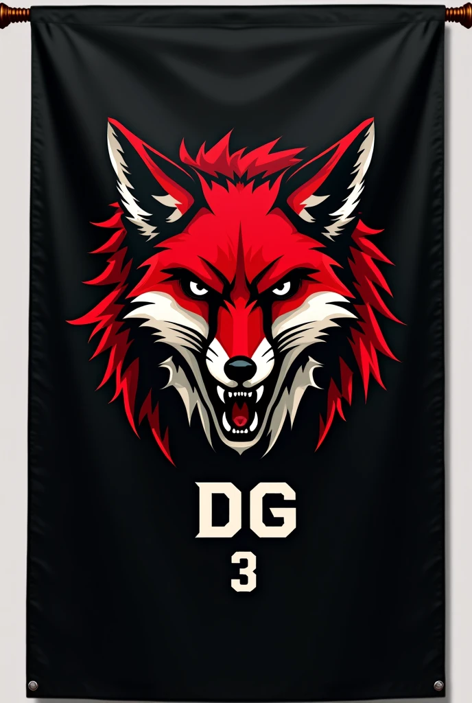A flag in horizontal black with a fox, with the letters " 3 DG" agresive simples