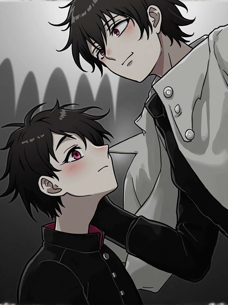 Anime inspired by Demon Slayer, following the reference photo, Cute anime depicting love inspired by the characters of Demonslayer