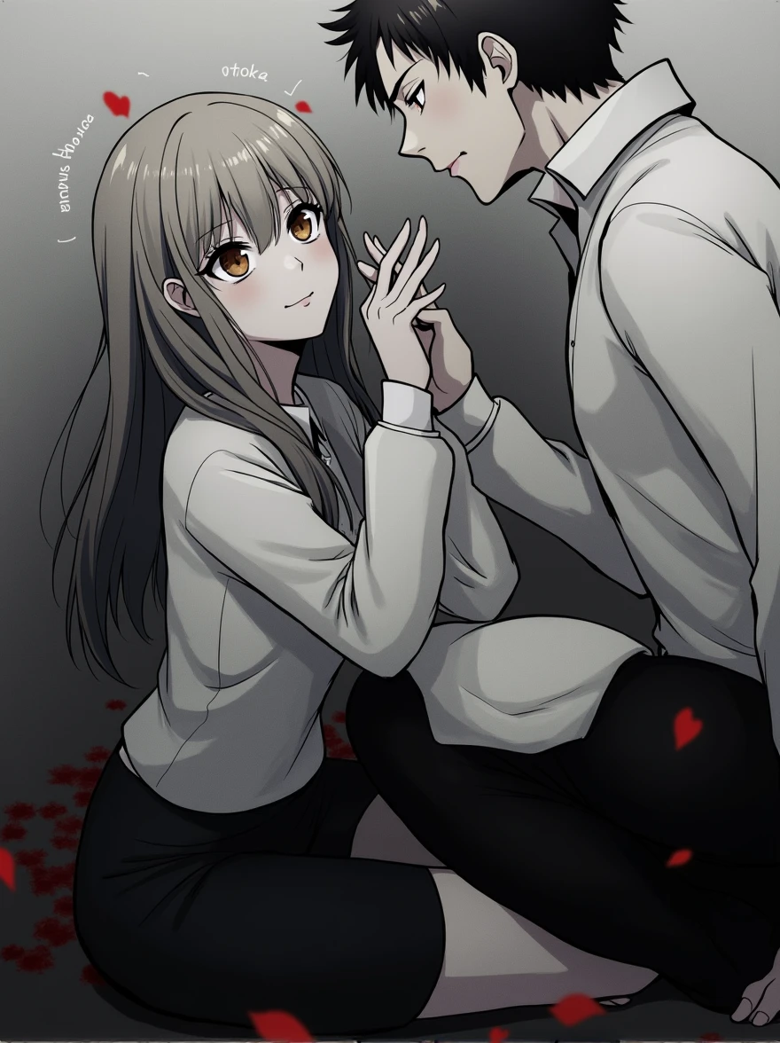Anime inspired by Demon Slayer, following the reference photo, Cute anime depicting love inspired by the characters of Demonslayer 