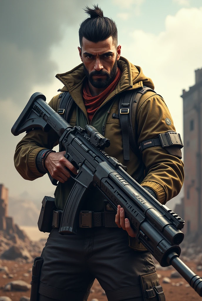 Image of a free fire character with an evolutionary weapon hd