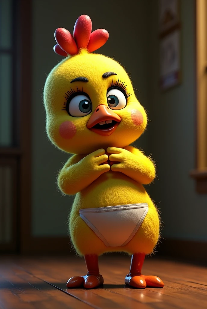 Embarrassed Toy Chica in underwear