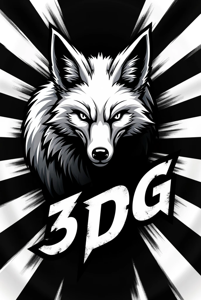 A flag in horizontal black, with a fox, with the letters " 3 DG" agresive simples