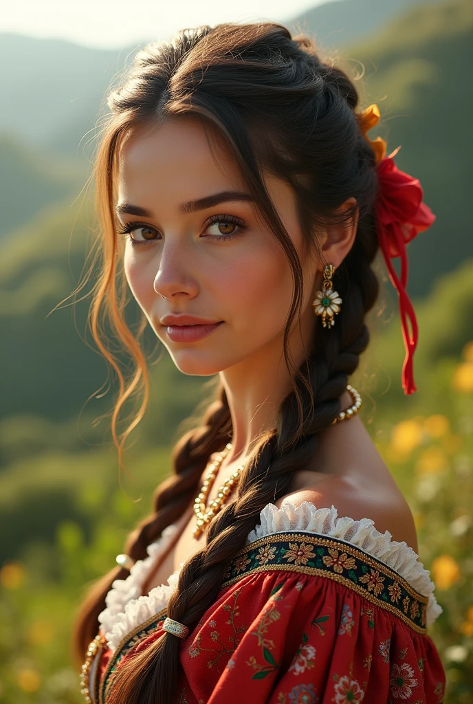 Beautiful Portuguese woman in traditional clothes