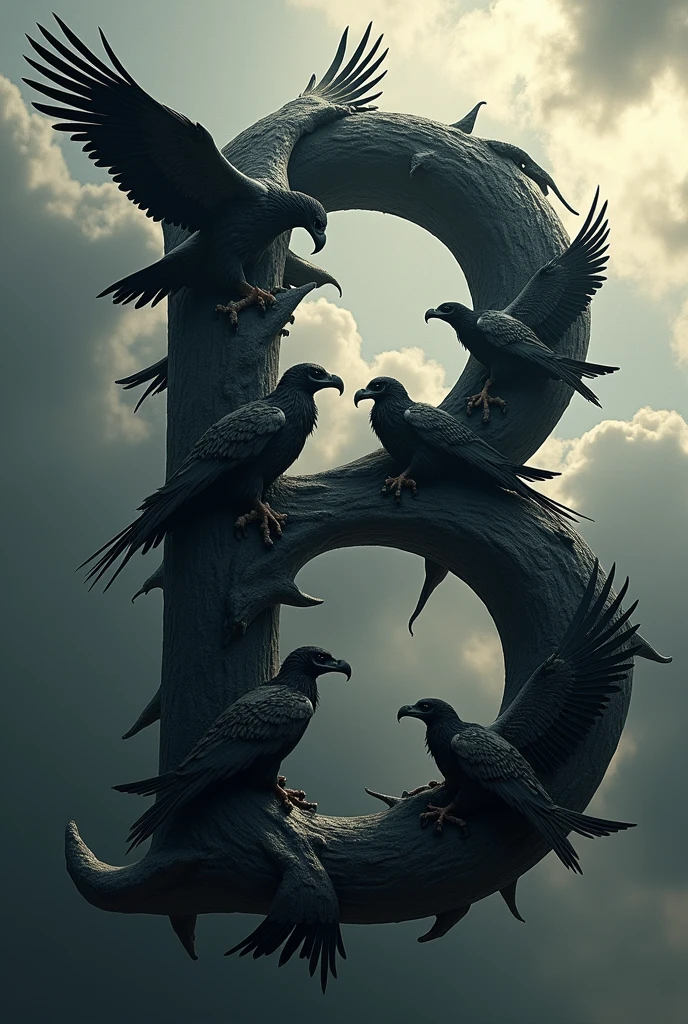 letter B captular with vulture
