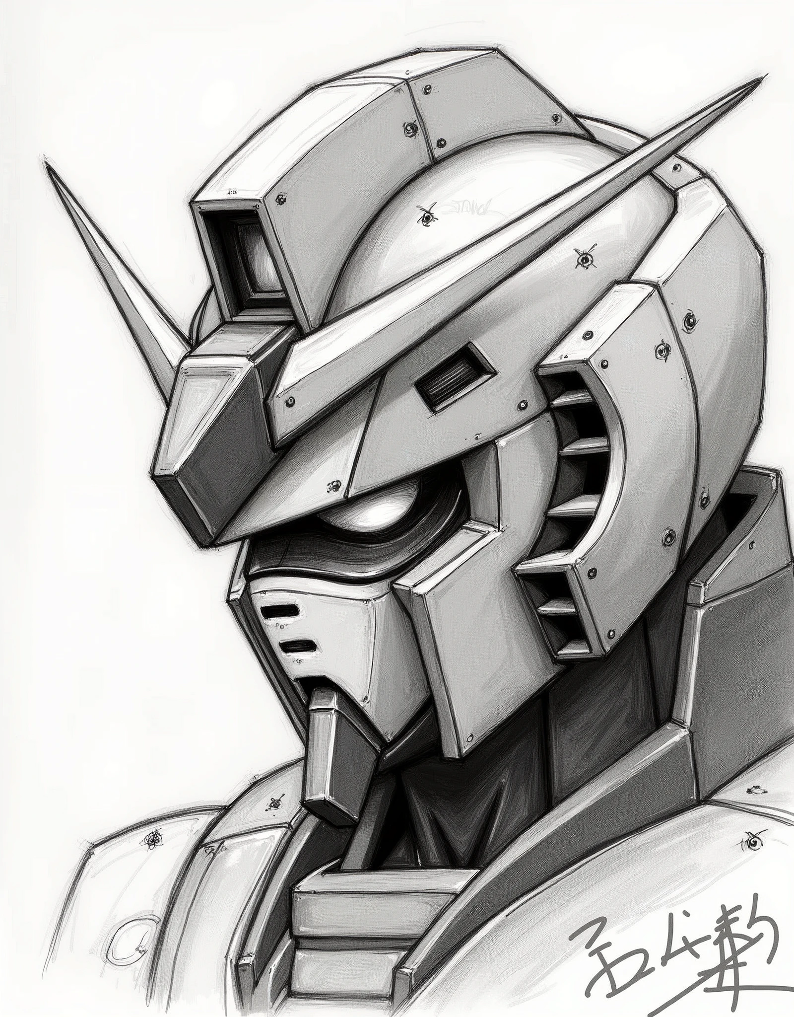 (masterpiece),(Highest quality),(Super detailed),(Ultra-high resolution),8k,wallpaper,(Best illustrations),(Design drawing),(rough sketch:1.5),(Hard Edge:1.2),robot,機動戦士Gundam,Gundam,RX78-2,(((Twin Eye))),(Detailed face drawing:1.3),Faithful to the original