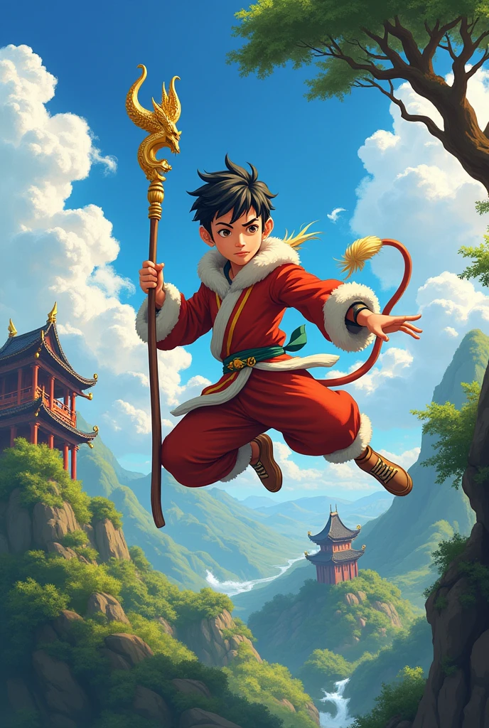 An anime version of a young adult Sun wukong. No pointy ears.