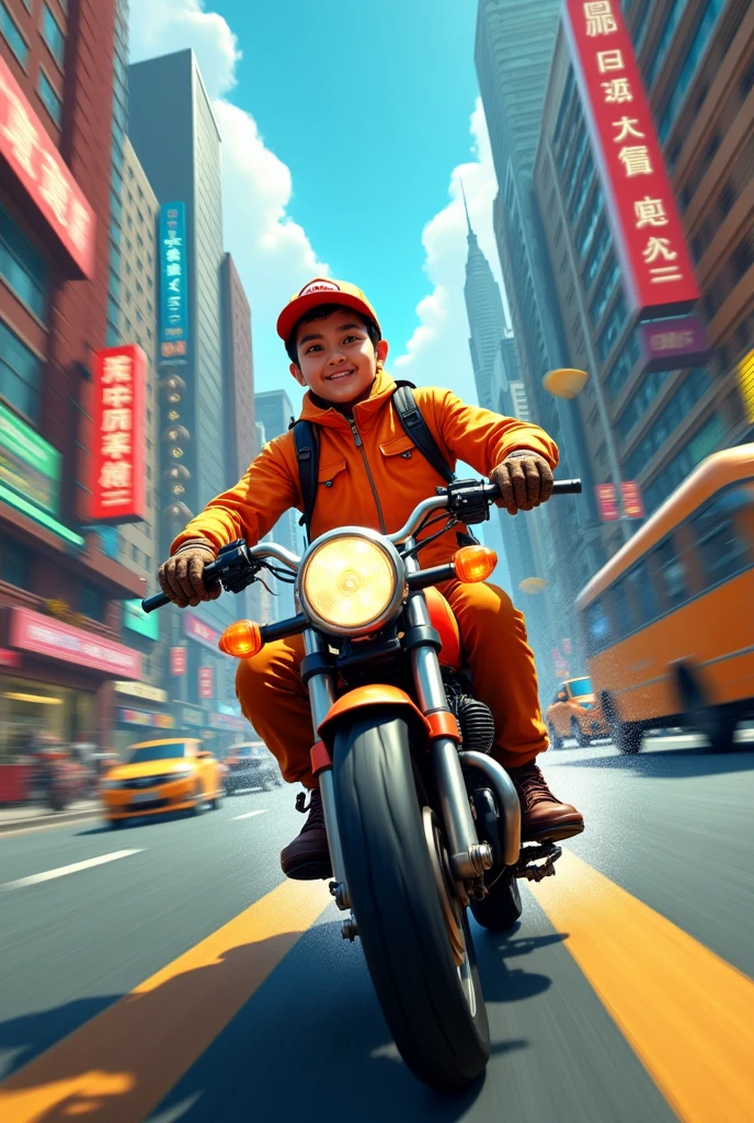 Delivery boy on motorcycle 
