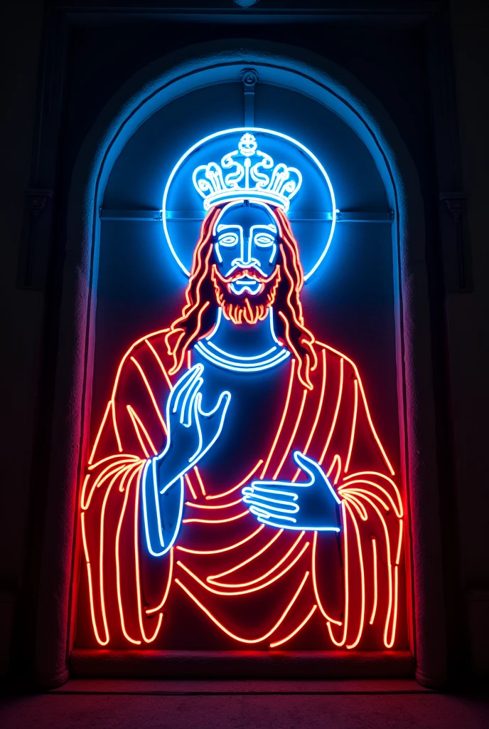 Christ the King in neon sign

