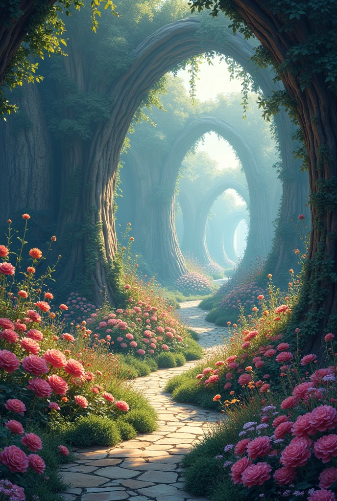 background, fantasy, fantastic, fantasy, flower garden, dome, don't draw people