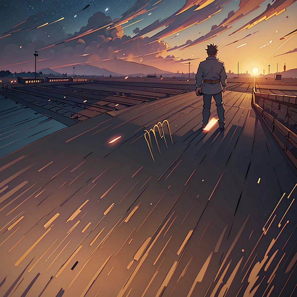 a man taking selfie at a airfield, a lot of friends behind him, highly detailed, 4k, photorealistic, professional photography, dramatic lighting, cinematic, stunning landscape, dramatic clouds, golden hour, shallow depth of field, beautiful bokeh