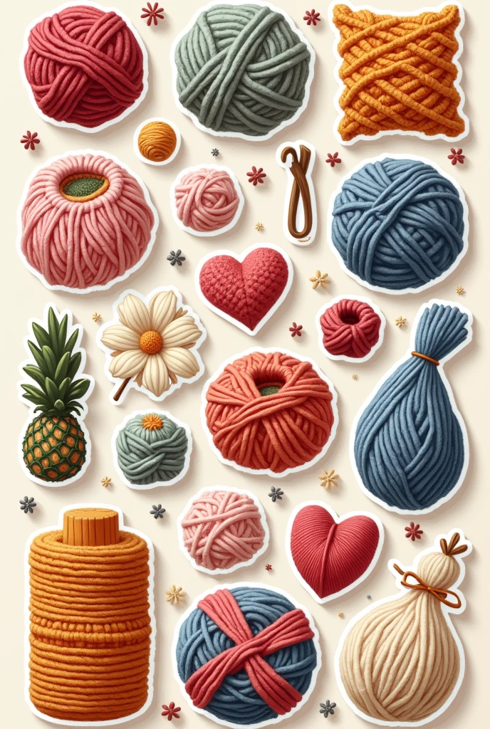Stickers with the theme of crochet fabrics