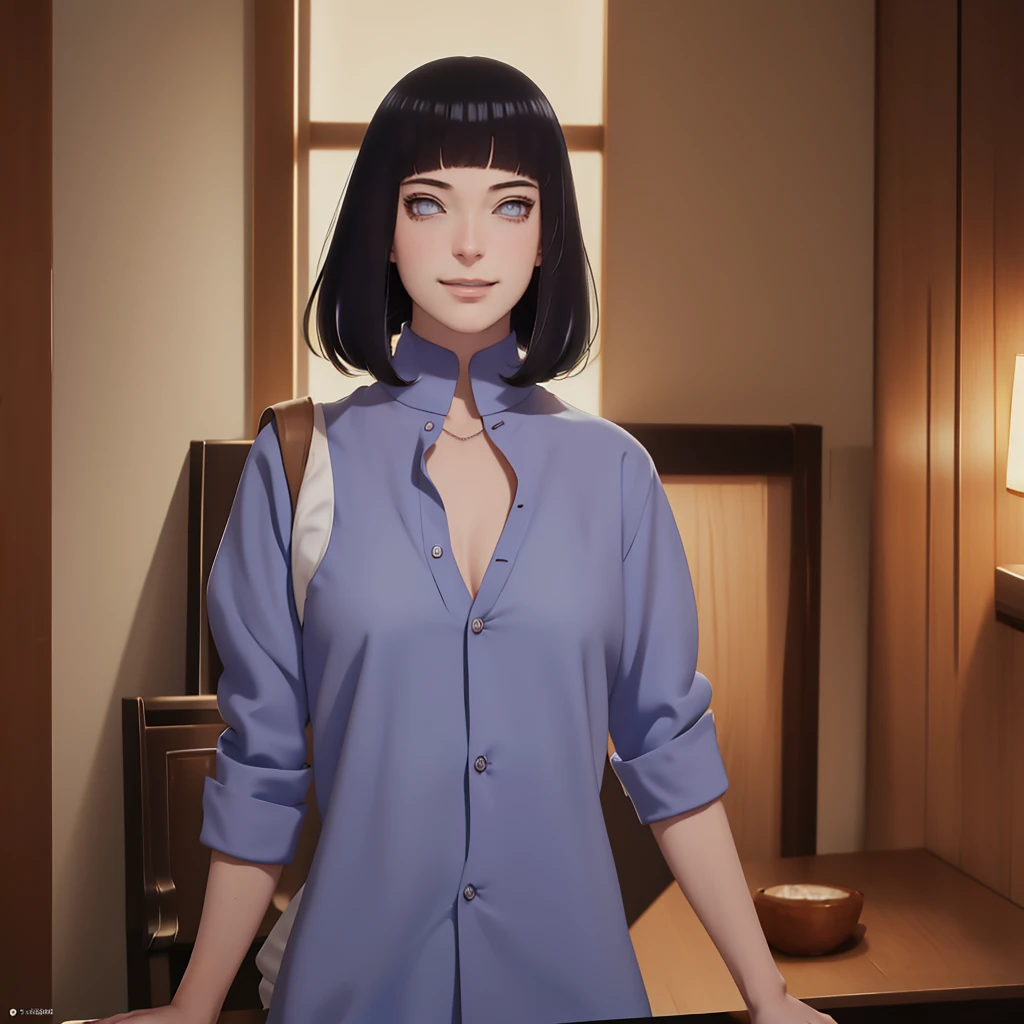 4K, (masterpiece), best quality, 2D, ((National Foundation)), ( Anime School Girl), (Unbuttoned shirt), (Small Breasts), nipple, Brown long hair, blue eyes, Smile, Height, Clear eyes, Black eyelashes, (Complex and meticulous), dramatic, Shinkai Makoto, Popular on CGsociety