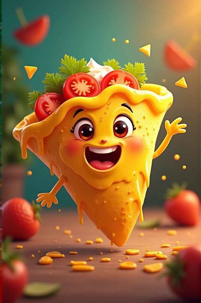 An animated nacho logo