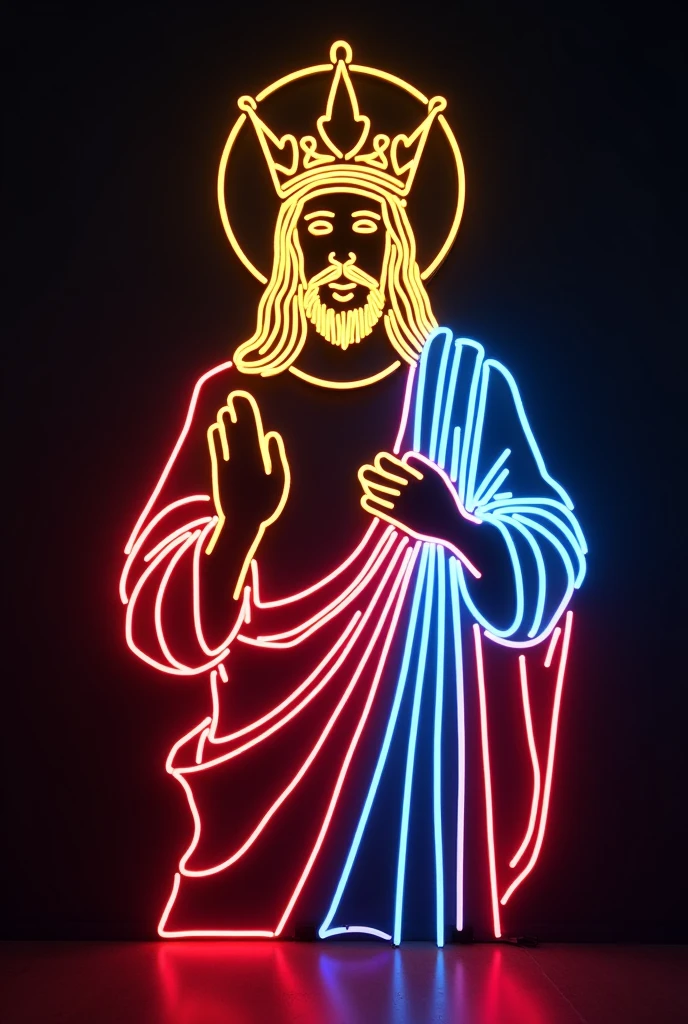 Christ the King in neon sign continuous line