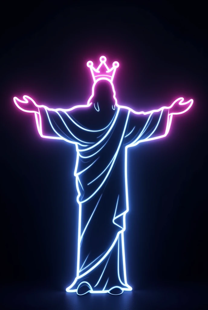 Christ the King in neon sign continuous line vector