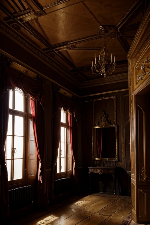 Interior rooms of the most sinister castle in the world, very baroque, beautiful colors