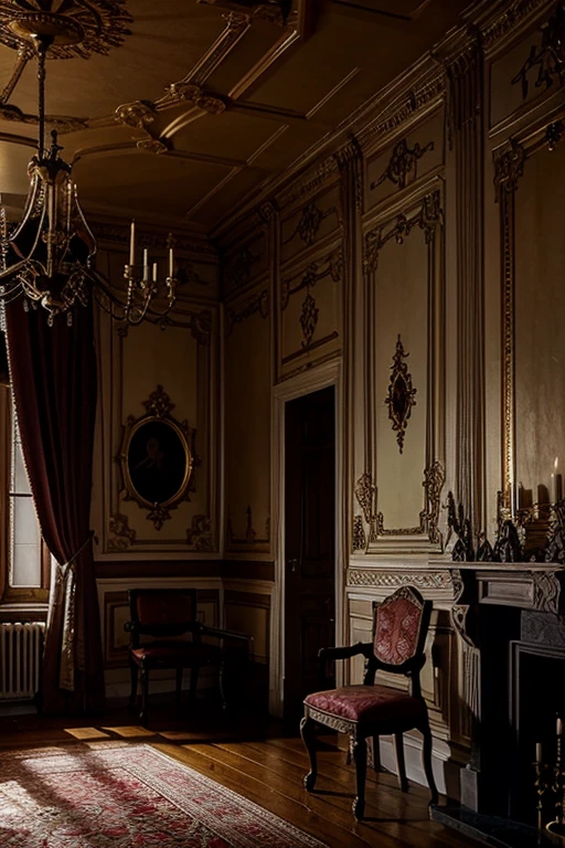 Interior rooms of the most sinister castle in the world, very baroque, beautiful colors