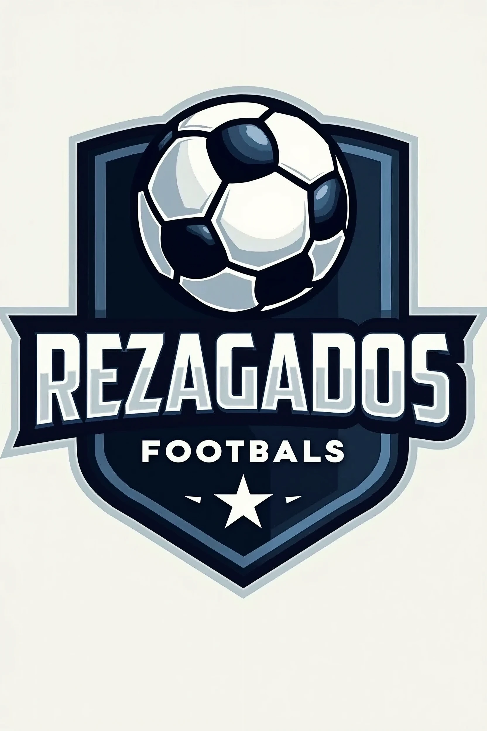Football logo with the name REZAGADOS in blue and black