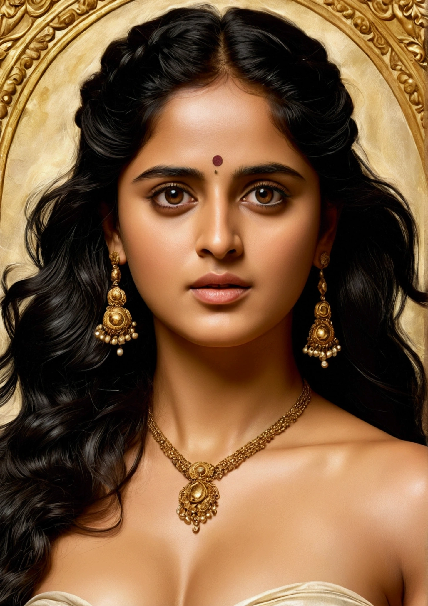 Naked Anushka Shetty, Masterpiece, Best quality, high clarity eyes, beautifully styled hair, critically flawless,sharp picture, Full portrait, High pixels, perfect face,perfect nude bigouly tits, perfect eyes, beautiful face, perfect hands,perfect fingers, in Peter Paul Rubens style, by Peter Paul Rubens, baroque style, acrylic on canvas, highly detailed, description: "Create a nymph inspired by the tales of Greek or Roman mythology, embodying the essence of a natural element or location, and possessing a unique ability or trait that sets her apart."