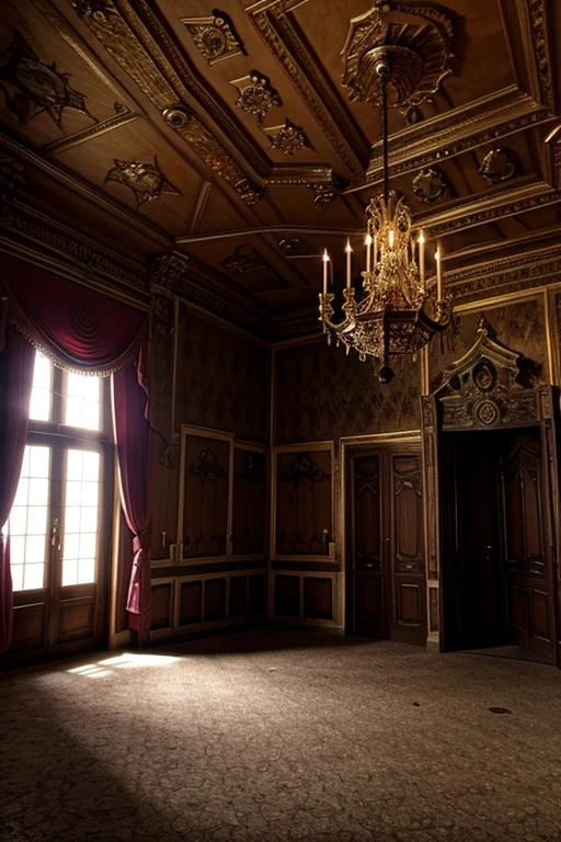 Interior rooms of the most sinister castle in the world, very baroque, many beautiful colors