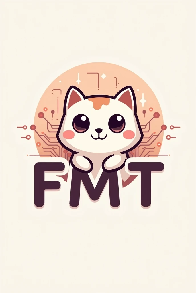 Can you draw a logo for my team’s name FemIno Tech in short called FMT. I prefer technology, cute, noticeable, soft, cat, and simple.