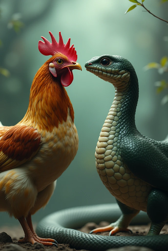 The chicken sees the snake&#39;s feet, the snake sees the chicken&#39;s breasts.