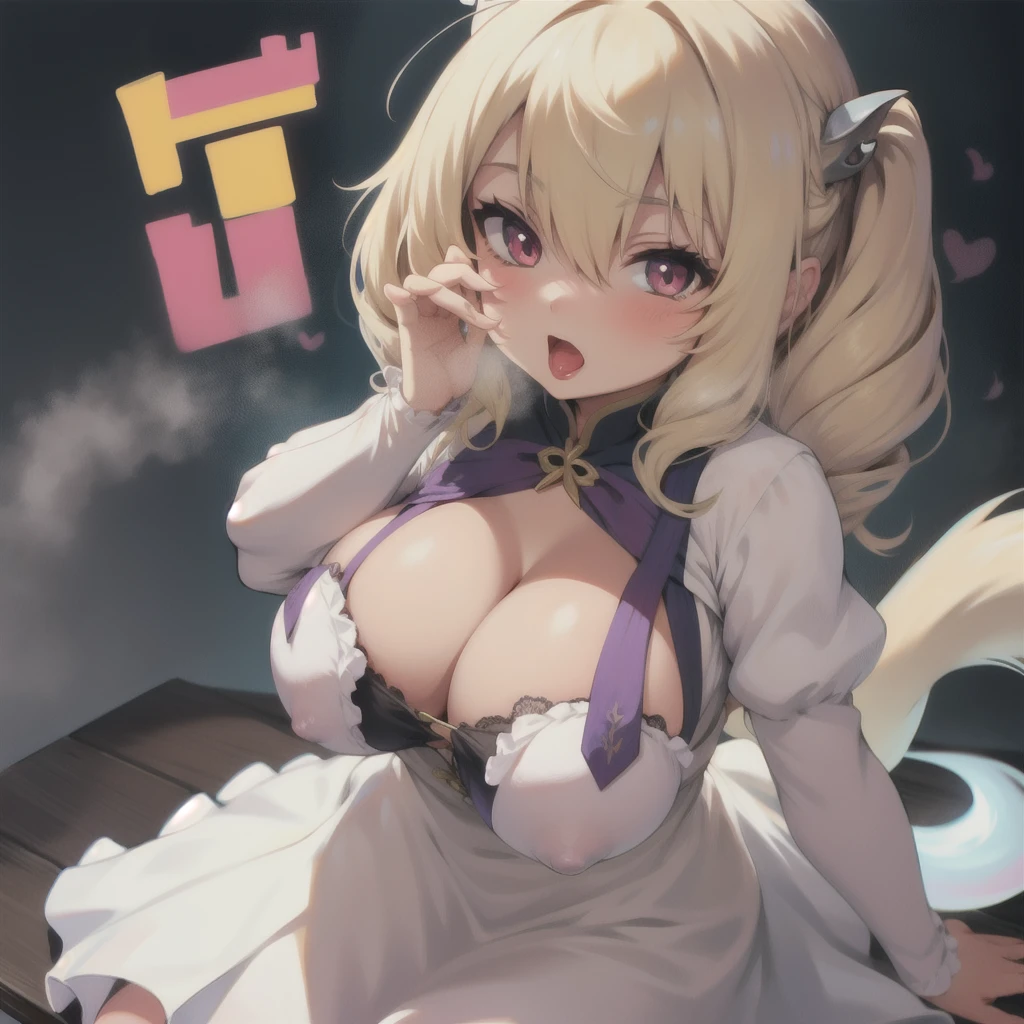 blonde，Double tail，Female ghost，，Large Breasts